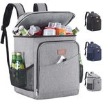 Lifewit 26L 34-Can Insulated Cooler Picnic Backpack Cool Bag, Large Picnic Bag Leakproof Portable Soft Food Cooler Box for Men Women for Outdoor, Picnic, Beach, BBQ, Camping, Travel, Family, Grey