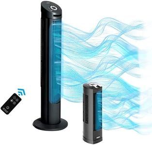 Seville Classics UltraSlimline Indoor Bladeless Oscillating Tower Fan Quiet Cooling LED Display Space-Saving for Home w/Remote and 7.5H Timer, Black Combo, 40" 4-Speed / 17" 3-Speed (75 Degrees)