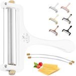 Zulay Kitchen Stainless Steel Wire Cheese Slicer - Adjustable Hand Held Cheese Cutter with 2 Extra Wires - Premium Cheese Shaver For Mozzarella, Cheddar, Gruyere - Cheese Cutter with Wire (White)