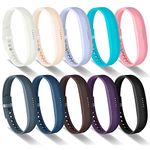 Greeninsync Bands Compatible for Fitbit Flex 2, Replacement for Fitbit Flex 2 Silicone Sport Wristbands Strap Small with Metal Clasps and Fasteners for Fitbit Flex 2 Fitness Smart Watch 10 Pack