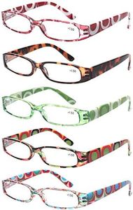 Kerecsen Reading Glasses 5 Pairs Ladies Fashion Spring Hinge Readers for Women (5 Mix Color, 1.25)