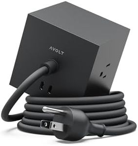 AVOLT Square 1 Power Strip with USB-C Fast Charging, Magnetic Cube Extension Cord for Desk (Stockholm Black, USB C - 5.9ft)