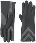 isotoner Women's Spandex Touchscreen Cold Weather Gloves with Warm Fleece Lining and Chevron Details-Discontinued Winter, Charcoal, L/XL