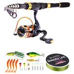 Sougayilang Fishing Rod Reel Combos Carbon Fiber Telescopic Fishing Pole with Spinning Reel Fishing Line Lures Fishing Gear Accessories for Travel Saltwater Freshwater Fishing-1.8M