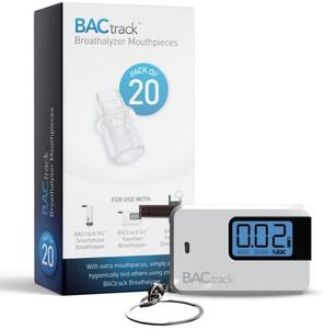 BACtrack Go Keychain Breathalyzer (White) and 20 Breathalyzer Mouthpieces Bundle