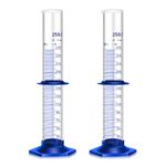 2PCS Graduated Cylinder Measuring Cylinder Thick Glass Lab Cylinders (250ML)