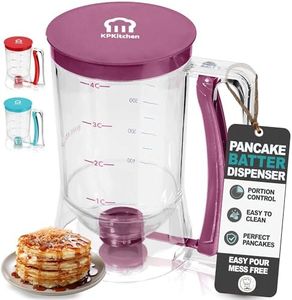 KPKitchen Pancake Batter Dispenser - Kitchen Must Have Tool for Perfect Pancakes, Cupcake, Waffle, Muffin Mix, Cake & Crepe - Easy Pour Baking Supplies for Griddle - Pancake Maker with Measuring Label