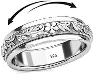 925 Sterling Silver Boho Handmade Spinner Ring Unique Costume Stylish Fashion for Women Size 8