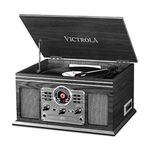 Victrola Nostalgic Classic Wood 6-in-1 Bluetooth Turntable Entertainment Center, Graphite