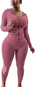 Mrskoala Two Piece Outfits for Women Jogger Sets Workout Sweat Suits Tracksuit Pants Set, Lightpink6556, Medium