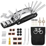 Ainiv Puncture Repair Kit, Bike Tire Levers Kit, Self-adhesive Puncture Set- Repair Patch, Strong Glue, Metal Crowbar File, Multifunction Tool Set for Motorcycle Mountain Bike and Road Bike