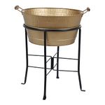 Legacy Exports Handmade Royal Ethnic Iron Champagne Bucket/Ice Bucket with Stand (Gold)