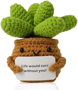 NQEUEPN Crochet Potted Plants, Creative Knitted Potted Plants Mini Cute Emotional Positive Succulents Positive Life Potato Doll Ornaments Gifts for Adults Kids Friends Home Office Desk Decoration