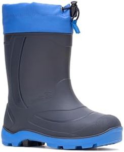 Kamik Snobuster1 Kids Snow Boots - Waterproof, Removable Thermal Insulated Liner, Adjustable Collar, Synthetic Rubber Sole, Round Toe, Blue - 5 Big Kid