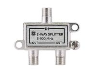 GE 2-Way Coaxial Cable Splitter, 5-900 Mhz Range, RG59 RG6 Coax Compatible, Audio, Video, Works with HD TV, Cable, Amplifiers, Amplified Antennas, Nickel, Corrosion Resistant, 35046