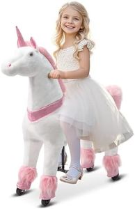 Pipleo Ride on Unicorn on Toys, Unicorn Ride on for Girls 7 to Adult, Ride on Unicorn Toys, Unicorn Rider Mechanical Walking Action Plush Animal, No Battery or Electricity,Max Load 187 LBS - Pink
