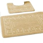 EDS Luxury 2 Piece Greek Bath Mat Set Non Slip Ultra Soft Bathroom Mats Water Absorbent Bath Mats Machine Washable Rug Toilet Mat for Bathroom Floor (Mocha)