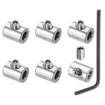 PATIKIL 4mm Hole Wire Rope Clips Set, 6 Pcs 304 Stainless Steel Single Holes Lock Cable Clamps Clip with M4 Hexagon Screws Spanner for Cable Fittings, Silver