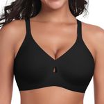 Ganado Wireless Bras for Women No Underwire Seamless Bras Cut Out Padded T-Shirt Bra Full Support Push Up Bralette (Black, Medium)