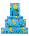 UK Greetings 2 Sheets of Wrapping Paper & 2 Tags for Kids/Boys Birthday - Dinosaur Design