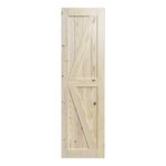 SmartStandard 24in x 84in Sliding Barn Wood Door Pre-Drilled Ready to Assemble, DIY Unfinished Solid Spruce Wood Panelled Slab, Interior Single Door Only, Natural, K-Frame (Fit 4FT Rail)