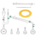 Labasics Lab Distillation Kit for Essential Oil Extraction, 500 ml Essential Oil Distillation Kit 20 Pcs Borosilicate Glass Distillation Apparatus for 24/40 Steam Distillation Set Lab Glassware