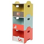 labebe -Baby Toy Storage Bins, Kids Wooden Stackable 3 tier Cubes Organizer for 1-5 Years Old Boys & Girls, Toy Chest With Animal Print Storage in Home & Nursery.