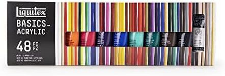 Liquitex 3699395 Basics Acrylic Paint, Mono-pigmented Artist Pigments, Lightfast, Medium Viscosity, Archival Quality, Silky Gloss Finish, 48 Colours, Set of 22 ml