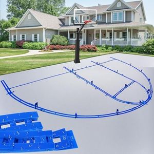 Waterproof Basketball Court Stencil Kit for Concrete, Basketball Court Marking Kit, Resuable More Than 100 Times, NOT Paper Board, Sun-Resistant, Upgrade PC Material with Install Instruction