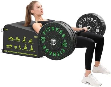 Hip Thrust Bench, Multi-Functional Slip-Free Hip Thrust Machine for Glute Bridge, Box Jump, Push-Ups, Squat, Ab Exercise, Suitable for Home & Gym, Includes 100lb Weight Plates & 4ft Olympic Bar