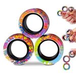Vinbull Magnetic Fidget Toy Ring, Fidget Spinner Rings Toy Set, Toys Fidget Spinner, Gift for 8+ Year Old Boys & Girls, Fidget Spinner for Adults, Stress Relief Toys (3 Pcs) - Multicolor