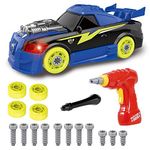 Pup Go Take Apart Toy Racing Car, 2 In 1 Easy Build Your Own Car, Drill and Power Tools, Gifts Present Children Construction Building Toys for Age 3 Year Old Boy Kids (4 Spare Screws Included)