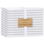 Linen Hub Hemstitch Cloth Dinner Napkins Set of 12-100% Cotton Soft Absorbent Restaurant Hotel Quality Napkins - Perfect for Farmhouse Wedding Party Christmas Easter - 18x18 - White