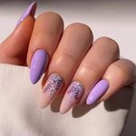 Purple Press on Nails Medium Almond Fake Nails Lavender False Nails with Design Flower Glue on Nails Glossy Full Cover Reusable Artificial Acrylic Stick on Nails For Women Girls Manicure 24PCS