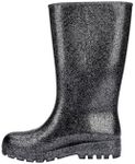 Melissa Welly Jelly Boot for Women - Mid-Calf Waterproof Jelly Rain Boot for Women, Soft and Flexible Trendy Rain Boots with Treaded Rubber Sole, Vegan, Black/Glitter Silver, 8