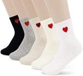 Jinny's Shoppe Cute Cotton Crew Funny Fuzzy Aesthetic Design Soft Novelty Knit Colorful Comfortable Warm Heart Ankle Socks for Women Teens Girls (Heart)