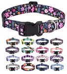 Mihqy Dog Collar for Small Dogs, Cute Small Medium Large Dog Pet Collar, with Floral Patterns, Soft Adjustable for Boy Girl Female Male Puppy Dog Collar(Floral,S)