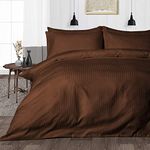 BALAJI EXPORT - 1000 Thread Count, 3 Piece Rajai/Duvet/Quilt Cover Set with Zipper, 100% Cotton - Duvet Cover and Pillow Cover, Luxury Duvet Cover Set-Single Size Chocolate Stripe