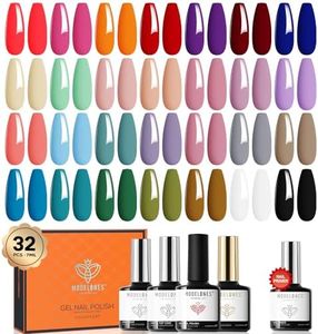 Modelones 32pc Gel Nail Polish Set, 28 Colors All Seasons with Glossy & Matte Top Coat, No Wipe Base Coat & Nail Primer - Orange, Brown, Red, Purple Classic Colors - DIY Home Gift