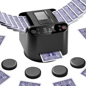 Eolzzi Black Pro 2-in-1 Automatic Card Shuffler & Dealer Machine, 360° Rechargeable with 4 Wireless Remotes Controls for 12 Players, Advanced Game Modes for Poker Rummy Phase 10, Gift Box