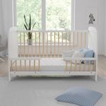 Love For Sleep MADDOX Cot Bed 140x70cm – Adjustable Base, Converts to Toddler Bed & Sofa Bed – Wooden Barriers Included – Baby Crib from Birth to 6 Years (White/Pine, Cot Bed)