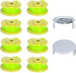 10PCS Line String Trimmer Replacement Spool, Weed Eater Cap Auto Feed Cordless Trimmer String 0.08-inch 11ft Compatible with Ryobi One Plus AC80RL3 18v 24v and 40v, 8 Spools + 2 Cap