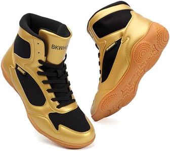 BKWHDAY Wrestling Shoes Men Boxing Boots for Youth Women Lightweight Breathable Non-Slip Cross Training Squats Bodybuilding Gym BlackGold