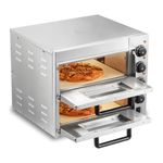 VEVOR Commercial Pizza Oven Countertop, 14" Double Deck Layer, Stainless Steel Electric Pizza Oven with Stone and Handle, Multipurpose Indoor Pizza Maker for Restaurant Home Pretzels Baked