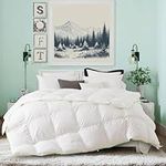 KASENTEX Authentic Premium Feathers Down Comforter Twin Size, Luxury Hotel-Style Fluffy Goose Down Duvet Insert, Ultra-Soft, 750 Fill Power Medium Weight for All Season(68x90, White)