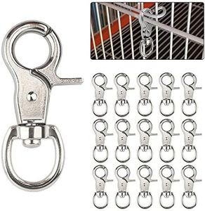 15PCS Trigger Snap Hooks, 360 Degree Swivel Spring Buckle Metal Swivel Clips Heavy Duty Snaps Hook for Pet Cages Chains Keychains Swivel Clip Hooks Lobster Claw Clasps Lanyard Snap Hook Purse Clip