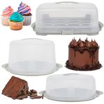 STORM TRADING GROUP Clear Plastic Cake/Cupcake Caddy Storage Container Boxes With Lids & Carry Handles For Cakes, Cupcakes, Pies & Desserts (Deep Cake Box)