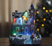 Marco Paul Christmas scene Traditional Festive Village Scene Light Up Christmas Decoration Ornament With LED Multi Colour Xmas Lights Battery Operated USB Connection (Traditional, Festive House)