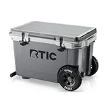 RTIC 52 Quart Ultra-Light Wheeled Hard Cooler Insulated Portable Ice Chest Box for Beach, Drink, Beverage, Camping, Picnic, Fishing, Boat, 30% Lighter Than Rotomolded Coolers, Dark Grey & Cool Grey