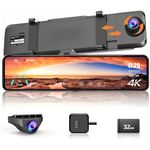 JOMISE 4K Mirror Dash Cam, 3840 * 2160P with11 IPS Touch Screen, Rearview Mirror Camera with Free 32G Card for Cars & Trucks, Front and Rear with Type-C Connector/Starvis Sensor-G814